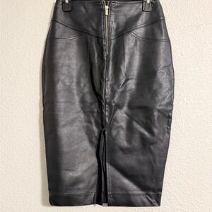 Privy Black Faux Leather Pencil Skirt